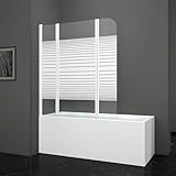 MARWELL Badewannenaufsatz White Lines 125x140 cm – 3-teilige faltbare...