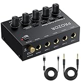 PROZOR 4-Kanal Audio Mixer Aktiver Mischer Mischpult Mit 3,5mm auf 6,35mm...