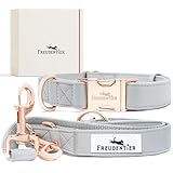 FREUDENTIER® Hundehalsband und Hundeleine (2m) aus veganem Leder im Set -...