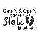 folien-zentrum - Oma und Opa´s ganzer Stolz fährt mit Auto 12 x 8 cm -...