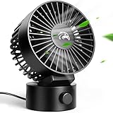 TravelHawk Tischventilator Schwarz - Tischventilator sehr Leise mit 2...