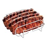 Spareribs Halter Grill, Rippchenhalter für 4 Rippchen, Kohlenstoffstahl...