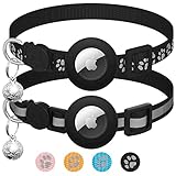 LAFAYI 2er Pack Airtag Katzenhalsband mit Glocke,Reflektierend GPS Tracker Katze...