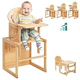 FUNLIO Hochstuhl aus Holz, 2-in-1 umwandelbarer Hochstuhl Baby von 0,5 bis 6...