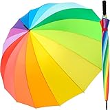 iX-brella Regenschirm XXL Regenbogen 129 cm Fiberglas, leicht, bunt, groß mit...