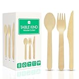 Table Kind 150 x Großpackung Besteck aus Holz, biologisch abbaubar, Messer,...