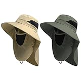 PIWOSGOL 2 Stück Sonnenhut mit Nackenschutz, Fischerhut, Atmungsaktiv und...