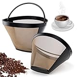 2 PCS Goldtonfilter Kaffee Dauerfilter 6-8 Tasse Edelstahl Kaffee Filter Mesh...