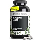 natural elements L-Arginin – 365 Kapseln – Hochdosiert: 4.500mg veganes...