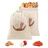 3 Stück Brotbeutel Leinen, 40 × 30 cm Brotbeutel Aufbewahrung, Brotsack...