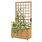 ML-Design Pflanzkasten mit Rankgitter, 67,5×139×36,5 cm, Braun, Pflanzkübel...