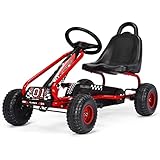 FANTASK Gokart mit verstellbarem Sitz, Go Cart mit Handbremse, Tretauto bis 30...