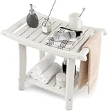 RELAX4LIFE Duschbank, Badezimmerbank mit Ablage Handtuchhalter, Badhocker mit...
