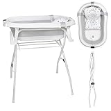 moovkee. Babybadewanne mit Gestell 80cm - Baby Badewanne Faltbar mit Thermometer...