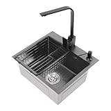 Spüle Spülbecken Edelstahl mit Armatur Schwarz 40 x 45 cm, Einbauspüle...
