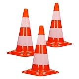 ECD Germany 3 Stück Verkehrskegel Pylone 47 cm, Orange-Weiß, Verkehrsleitkegel...