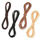 Prasacco 4 Rollen Lederschnur, 5 m x 2,5 mm Lederband 4 Farben Faux Wildleder...