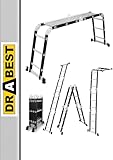 DRABEST - Gelenkleiter 4x3 Sprossen - mit Plattform, aus Aluminium und Stahl -...