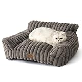 COZY KISS Großes Katzensofa im Cord-Design 65x44x30cm für Katzen und Kleine...