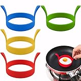 Yoosso 4 Stück Spiegeleiform, 8cm Silikon Eier Ring Antihaft Omelettform mit...