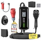 Mobile Wallbox 11kW Typ 2 Ladekabel - 7m|6-16A|3-phasig EV Ladegerät...