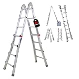 PROREGAL Sprossen-Mehrzweckleiter APOLLO 3-in-1 Aluminiumleiter 4x4 Sprossen bis...