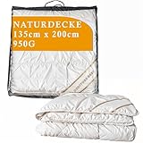 Alpaka Wolle Decke Steppbett Natur 135x200 100% 950g Füllung Naturdecke...