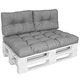 DILUMA | Palettenkissen Set Comfort Modell 2021 | 3-Teilig Grau | 1x Sitzkissen...