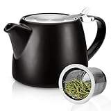 BORDEAG Teekanne mit Siebeinsatz, 500ML Teekanne Keramik mit Herausnehmbarem...