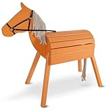 Pink Papaya Holzpferd für draußen, Reitpferd aus Holz für Kinder, Spielpferd...