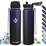 Trinkflasche Edelstahl, 1L BPA-Frei, Thermosflasche, Auslaufsicher,...