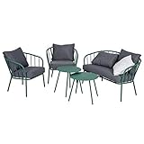 Greemotion Lounge-Set Nizza, 5-teilig, Gartenmöbel-Set aus Stahl in Grün...