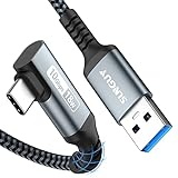 SUNGUY USB C Kabel Winkel, 0.5M 10Gbps USB 3.1 Gen 2 USB C Ladekabel und...
