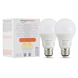 Amazon Basics smarte LED-Glühbirne, dimmbar, E27, sanftes Weiß, 8W (60W...