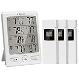 Geevon Funk Thermometer Innen Außen mit 3 Fernsensoren, Thermometer Hygrometer...