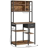 VASAGLE Küchenregal mit Steckdosen, Standregal, 40 x 80 x 180,4 cm, Backregal,...