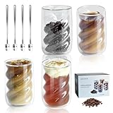 GEYUEYA Home Latte Macchiato Gläser 4er Set mit Löffeln- Perfekt-Cold-Zustand...