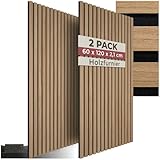tectake® 3D Akustikpaneele 120 x 60 x 2,1 cm, Holz Optik Paneele, Wandpaneele...