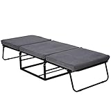 HOMCOM Gästebett klappbar, 2-in-1 Klappbett Hocker, Verstellbare Kopfteilhöhe,...