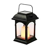 Festive Lights 15cm Schwarze Solar Laterne mit Kerze Realistisch Flackernde...