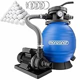 MONZANA® Sandfilteranlage SF102K mit Vorfilter 9.960L/h bis 35.000L Pool mit...