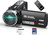 Videokamera 4K Camcorder 48MP 30FPS mit IR Nachtsicht, 18X Digitalzoom Webcam...
