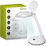 goobay 60363 Dimmbare LED Lupenleuchte/Lupenlampe mit Standfuß/Standlupe Licht...