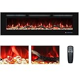 50 Inch/127cm Elektrokamin, Einbau- und Wandkaminheizung, Thermostat, linearer...