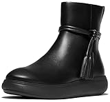 Fitflop Damen Iq-comff Quaste Leder Kurze Stiefel Knöchel, Schwarz, 37.5 EU