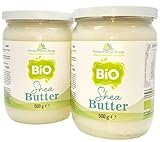 Sheabutter BIO 1 kg (2x 500 g Glas!) Shea Butter 100% rein Top Qualität...