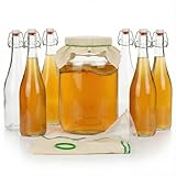 myFERMENTS - Kefir & Kombucha Starter Set | 4,25L Glasgefäß | 6 x 750ml...