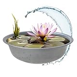 Spetebo Mini Gartenteich rund Silber verzinkt - 52 cm - Garten Deko Metall...
