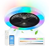 AHXIAOZN RGB Deckenlampe mit Ventilator Fan, Leiser Moderne Ventilator mit...