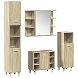 vidaXL Badmöbel Set 4-TLG., Badschrank mit Stauraum, Waschbeckenunterschrank...